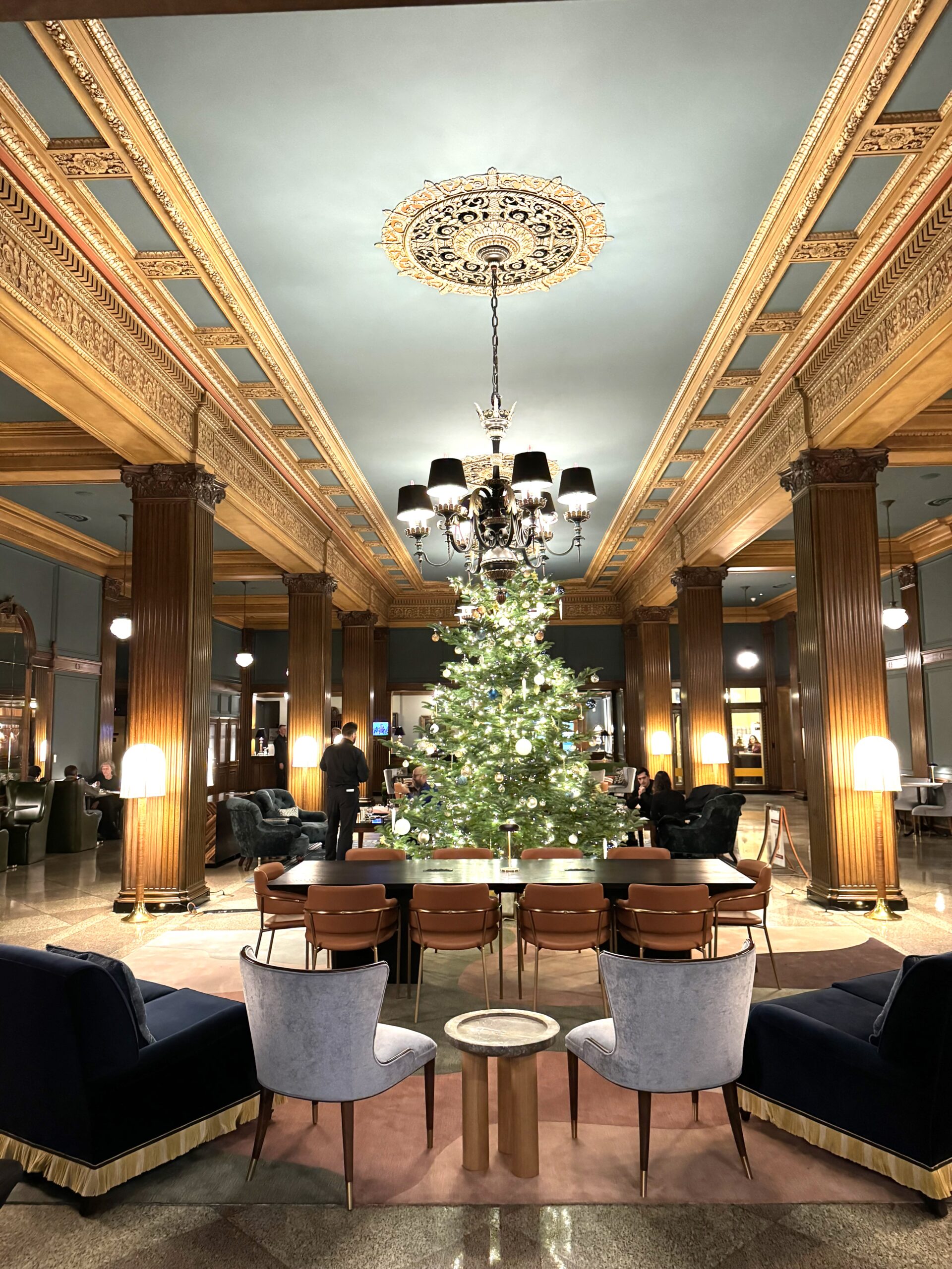 Marcus Whitman Lobby with a Christmas Tree